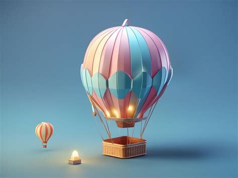 Premium Ai Image Tiny Cute Isometric D Render Hot Air Balloon