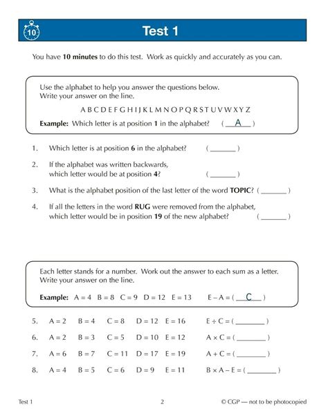 11 Plus Year 4 GL Assessment 10 Minute Tests Verbal Reasoning with Ans