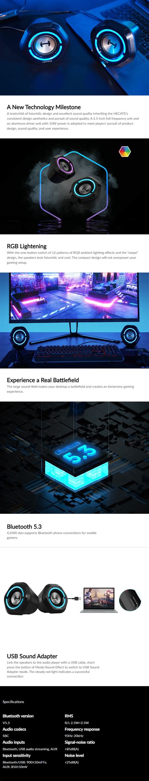 Edifier G1000-WHITE G1000 Gaming 2.0 Bluetooth Speaker White - CPL Online