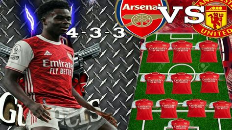 Big Match Arsenal Lineups Vs Manchester United 4 3 3 Sports Arsenalfc Youtube