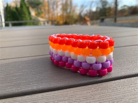 Lesbian Pride Kandi Cuff With Custom Pronoun Single Etsy