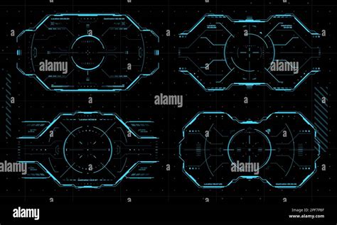 Hud Aim Control Target Frames Ui Interface Or Cyber Game Border Vector Futuristic Technology