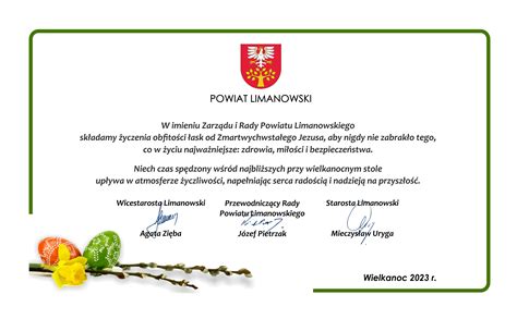 Yczenia Wielkanocne Od Zarz Du I Rady Powiatu Limanowskiego Powiat