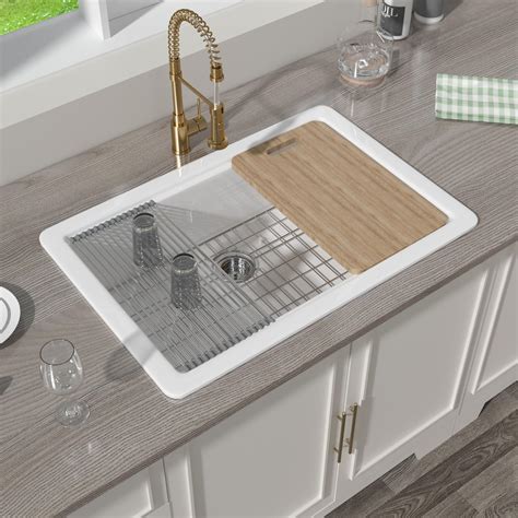 Miuara White Kitchen Sink Drop In Inch X Inch Workstation Sink