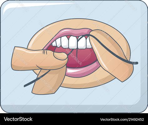 Dental Floss In Mouth Concept Background Cartoon Vector Image