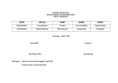 Detail Contoh Jadwal Piket Kantor Koleksi Nomer 19