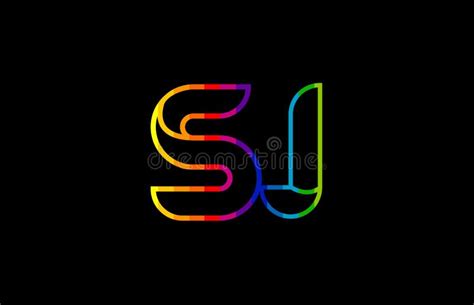 Rainbow Color Colored Colorful Alphabet Letter Sj S J Logo Combination