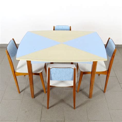 Juego De Comedor Escandinavo Vintage De Madera Checoslovaquia 1960