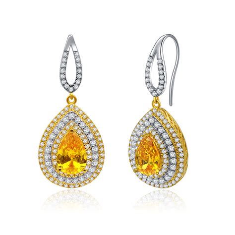 Enticing Bright Yellow Topaz Drop Earrings Wholesaler | JR Fashion Accessories