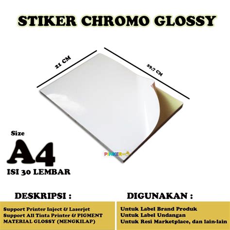 Jual Kertas Stiker Glossy A4 Isi 30 Lembar Kertas Sticker Glossy A4 Shopee Indonesia