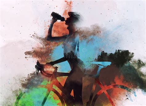 Naked Woman With A Bicycle Stock Illustration Illustration Of Artwork 83875040