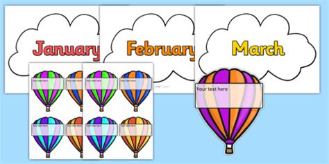 Editable Hot Air Balloon Birthday Display Birthday Birthday Display