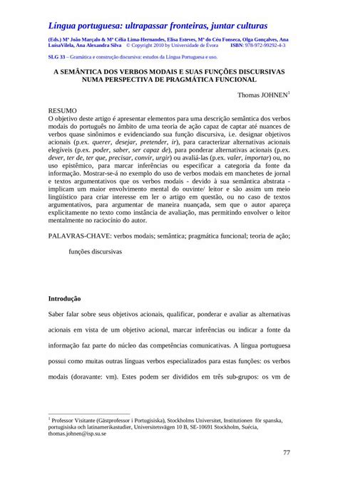 PDF a semântica dos verbos modais e suas funções discursivas numa