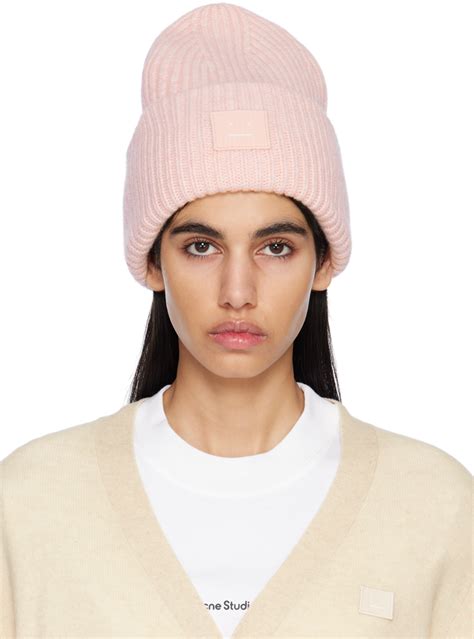 Acne Studios Pink Patch Beanie SSENSE UK