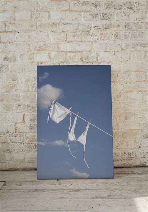 Hanging Bikini Poster Bikini On Clothesline Print Feminist Wall Art Bra Bikini Poster Summer