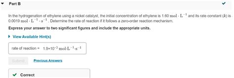 Solved Part C The Half Life Of A Reaction T1 2 Is The Time