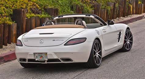 2013 Mercedes Benz Sls Amg Gt Roadster Designo Mystic White Rear Car