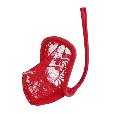 Mens C String Fishnet Underwear Sissy Panties Floral Lingerie See Through Sheer Mesh Male