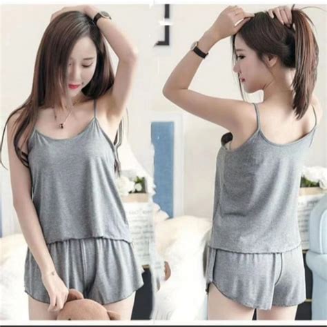 Jual Setelan Tank Top Hot Pant Piyama Baju Tidur Wanita Shopee Indonesia
