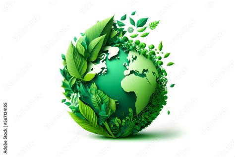 Earth Day Concept Illustration Of The Green Planet Earth On A White