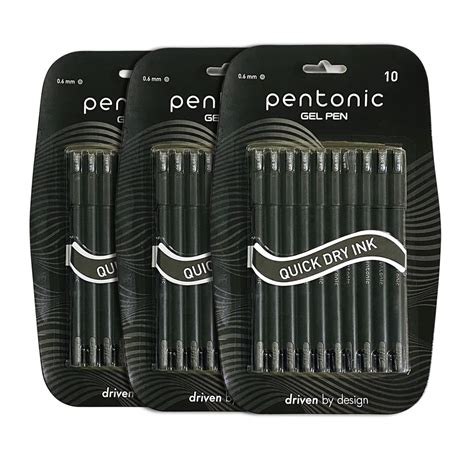 Pentonic Mm Gel Pen Blister Pack Black Body Black Ink Set Of