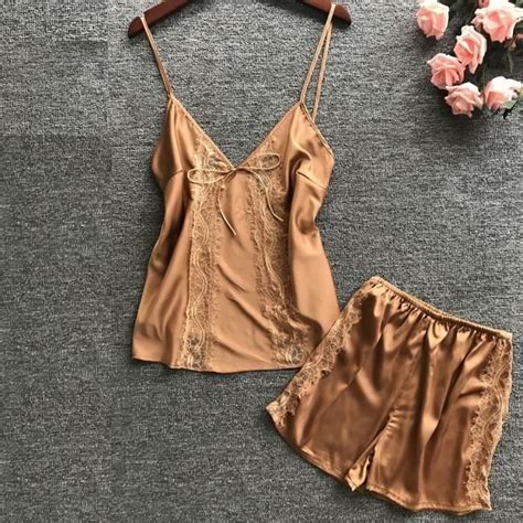 Funmoon pyjama femme Ensemble de sous vêtements de lingerie de nuit en dentelle avec noeud en