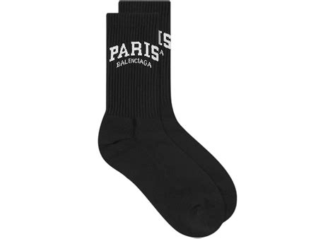 Balenciaga Paris Logo Socks Blackwhite Mens Us