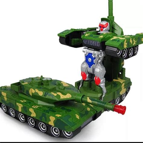 Tanque Militar Brinquedo Transformers Carro Vira Robo Som E Luz