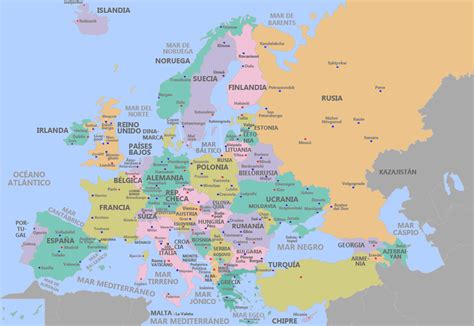 Mapa De Europa Con Ciudades Y Capitales En EspaÃ±ol Uno