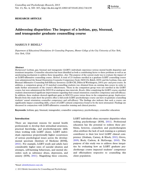 Pdf Addressing Disparities The Impact Of A Lesbian Gay Bisexual And Transgender Graduate