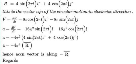 The Position Vector Of A Particle R Vector Is As A Function Of Time T