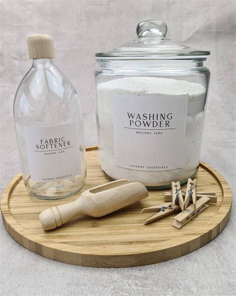 White Label Collection Glass Jar Washing Powder Pods Biscuits Etsy Uk