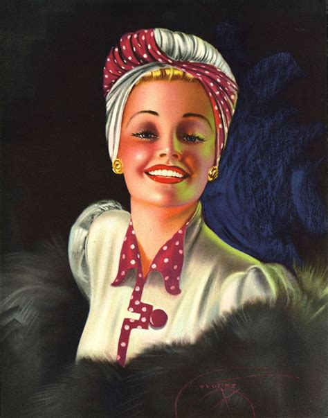 Vintage S Turbaned Blonde Art Deco Pin Up Print Billy Devorss Fuchsia Rare Pin Up Art