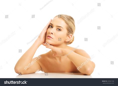 Portrait Nude Woman Sitting Desk Holding Stock Photo Shutterstock