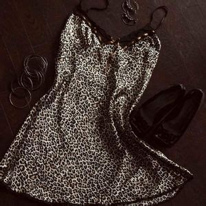 Unknown Intimates Sleepwear Leopard Print Baby Doll Dress Lingerie W Lace Trim Brown Black