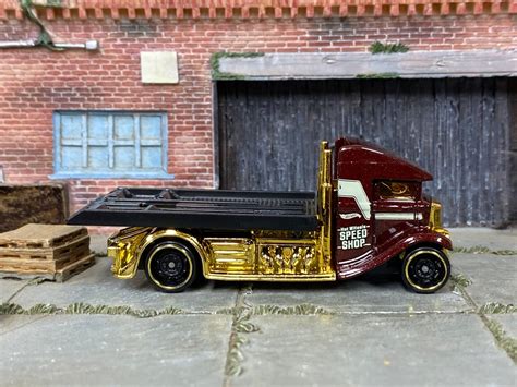 Loose Hot Wheels Fast Bed Hauler Car Hauler Burgundy And Gold Etsy