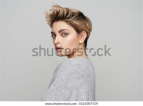 Portrait Sexy Woman Short Blonde Hair Stock Photo Shutterstock