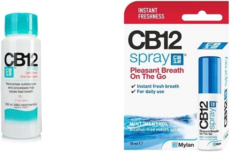 CB12, Mouthwash, Clear, Mild Mint Menthol, 250 ml & CB 12 Spray ...