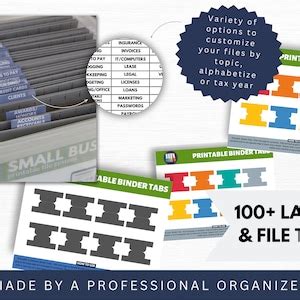 small business filing system printable diy file tabs labels