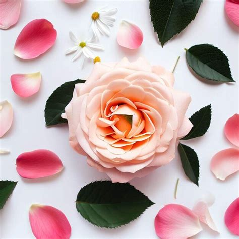 Una flor sobre un fondo blanco con pétalos de rosa y una flor rosa a la