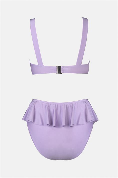 Knotted Bralette Flounce Bikini Set