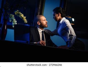 Couple Indoors Sensual Brunette Black Lingerie Stock Photo Edit Now