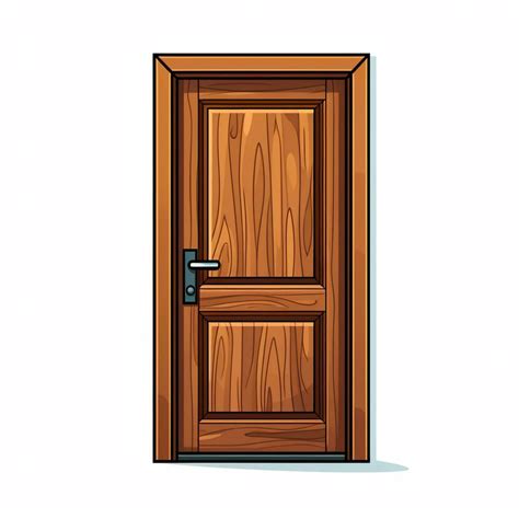 Wooden Door Isolated On White Background Realistic Vector Illustration