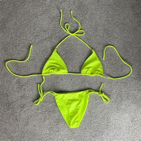 Asos Neon Green Bikini Set Used But In Fantastic Depop