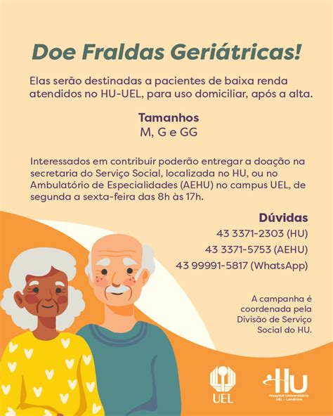 HU pede doações de fraldas geriátricas a pacientes internados