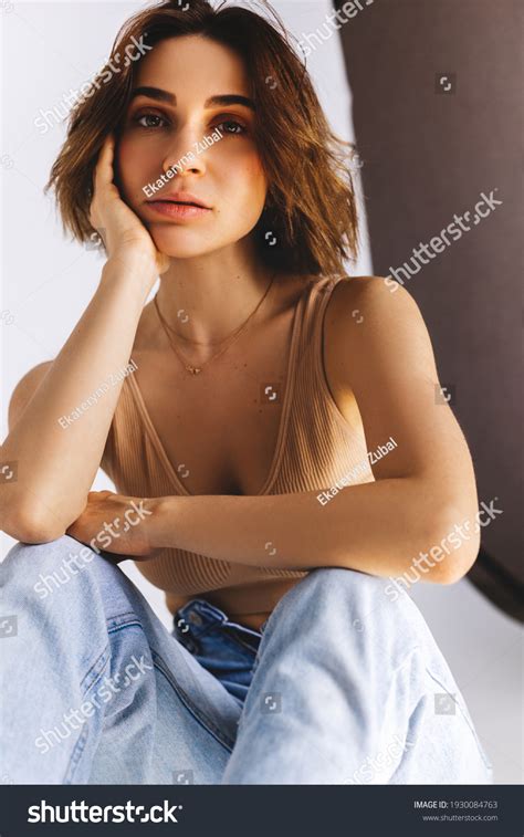 Beautiful Sexy Woman Wearing Lingerie Jeans Stock Photo 1930084763 Shutterstock