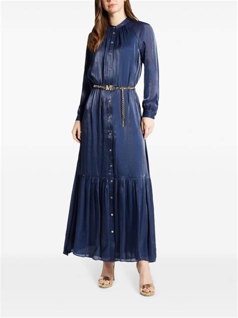 Michael Kors Long Sleeve Maxi Dress Blue Farfetch