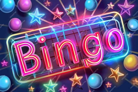 Bingo Neon Sign With Lottery Numbers Game Balls Colorful Bingo