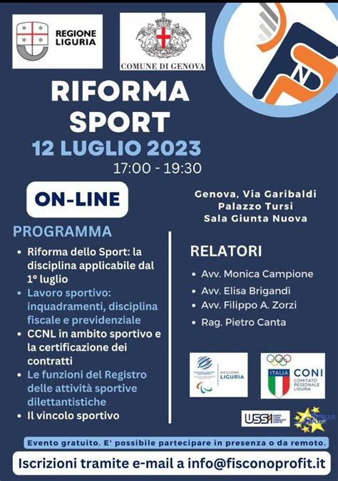 Convegno Gratuito Sulla Riforma Dello Sport 12 Luglio 2023 FICSF