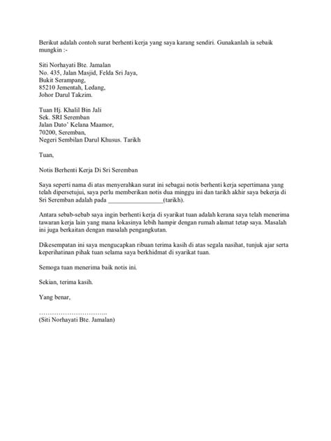 Surat Berhenti Sekolah Contoh Surat Berhenti Sekolah